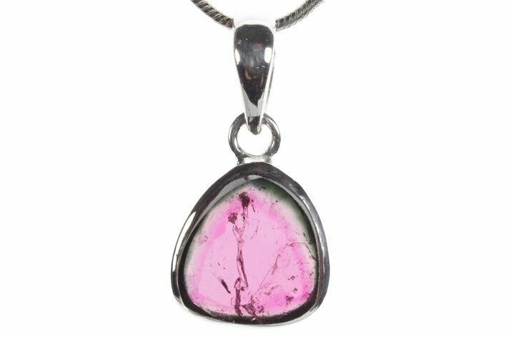 Polished Watermelon Tourmaline Pendant (Necklace) - Sterling #353973